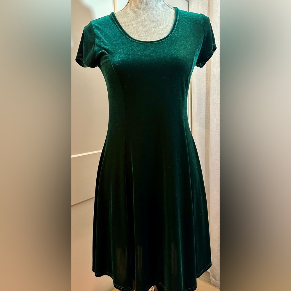 Elegant Green Velvet Dress